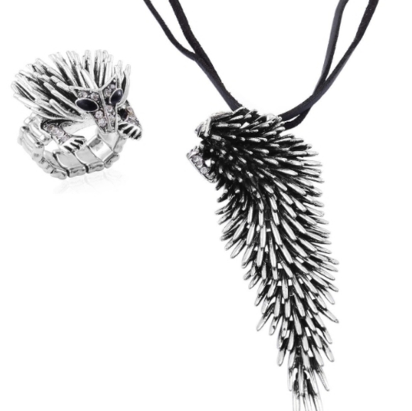 Jewelry - Hedgehog Necklace and Ring Set